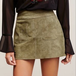 Mad Love Suede/Leather Free People Skirt - Olive